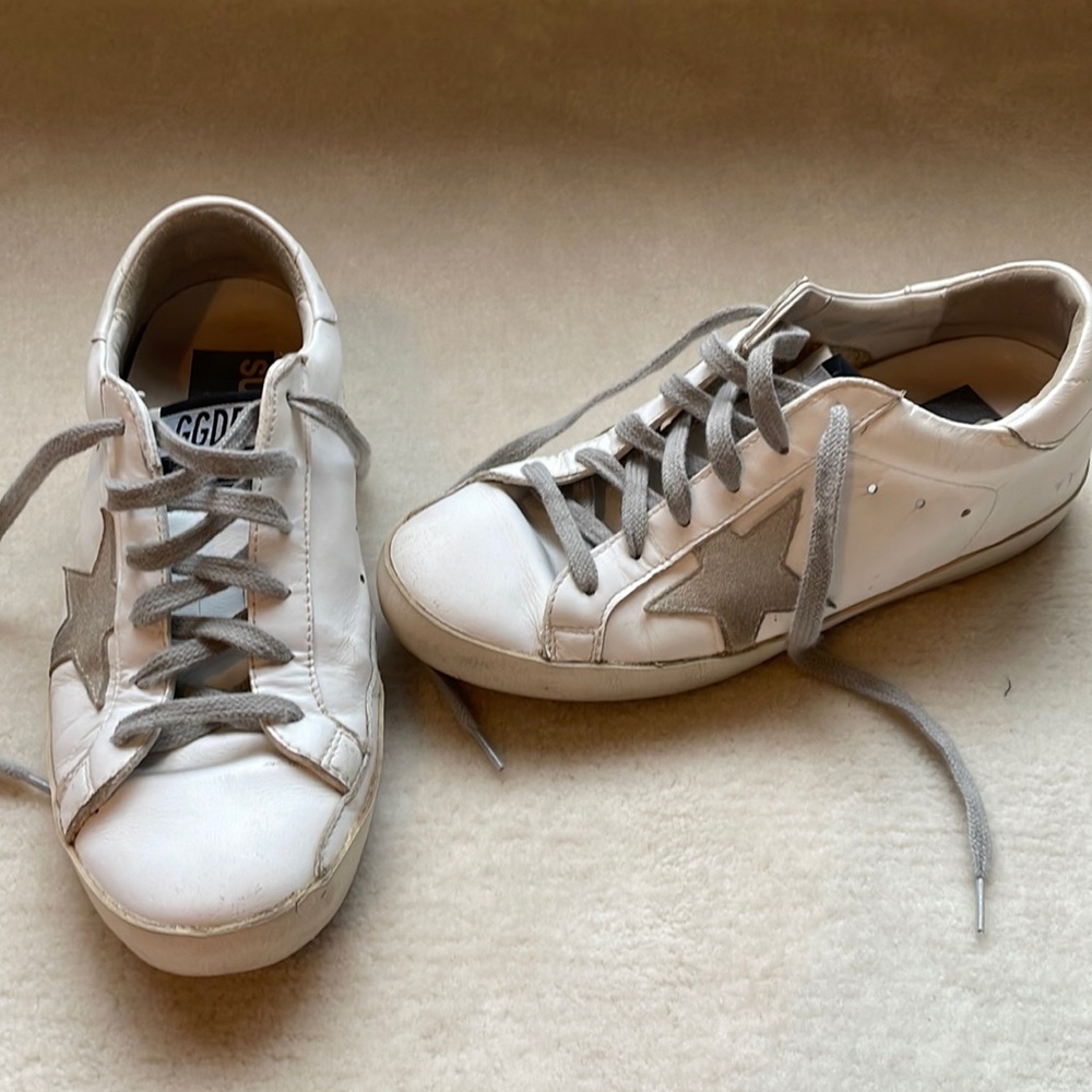 White and grey Golden Goose leather sneakers women’s 37